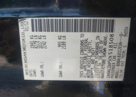 2012 Nissan Altima 2.5 S from USA, damaged, VIN 1N4AL2AP5CN518508